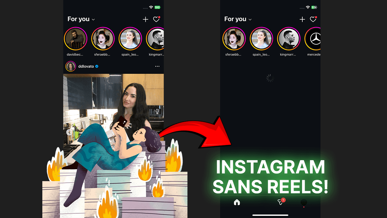 Jeune femme regardant son téléphone, assise sur une pile de documents non traités, symbolisant la distraction causée par les Reels et les tâches laissées de côté
