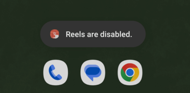 Reels are disabled notification from WallHabit