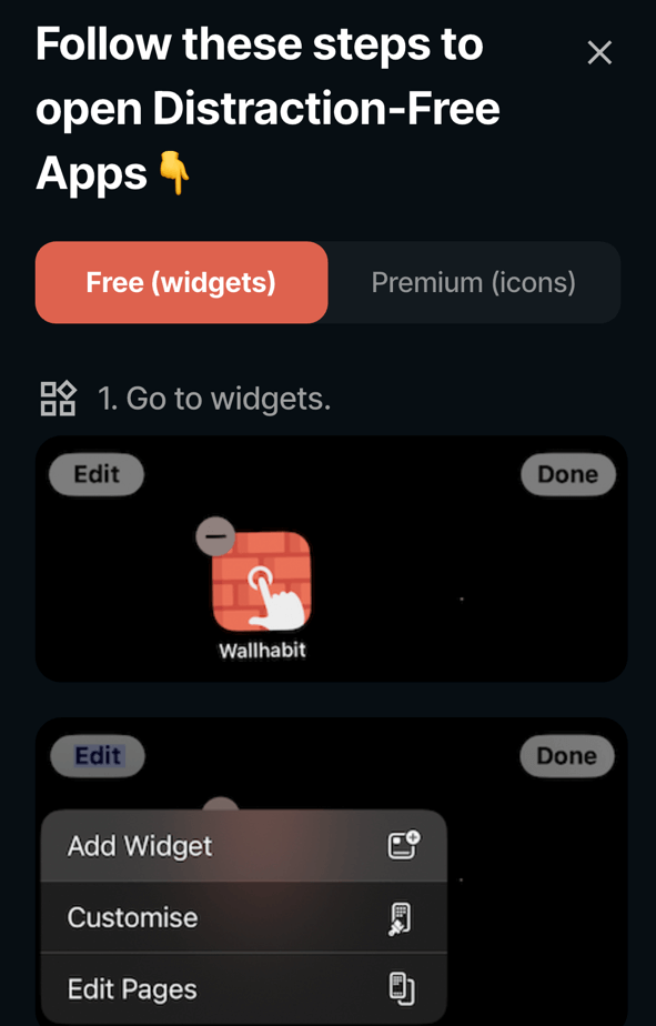 Setup instructions of WallHabit on iOS
