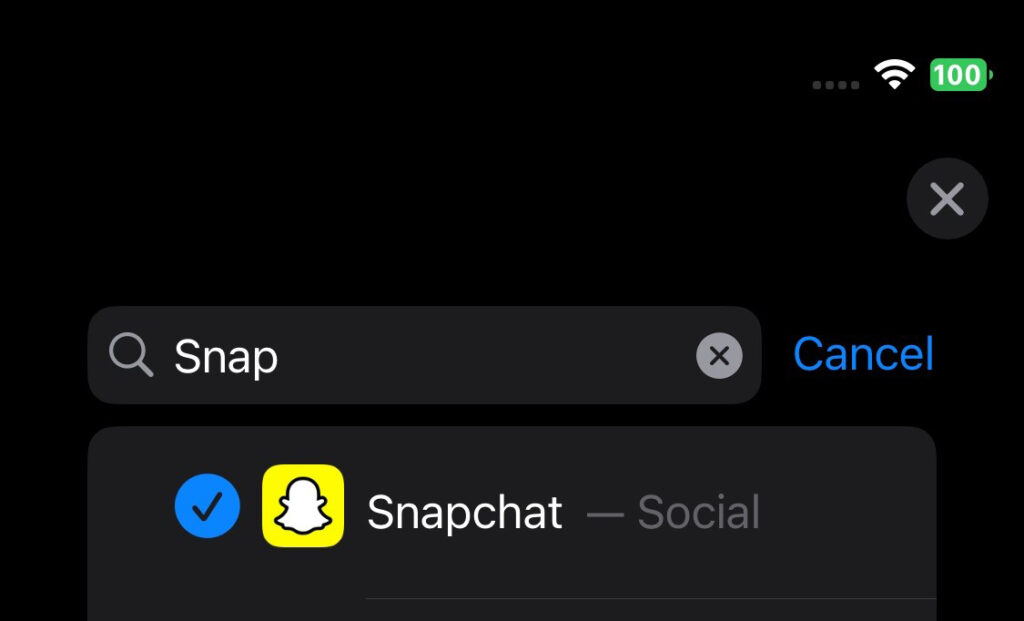 A screenshot of snapchat added to wallhabit iOS appblocker