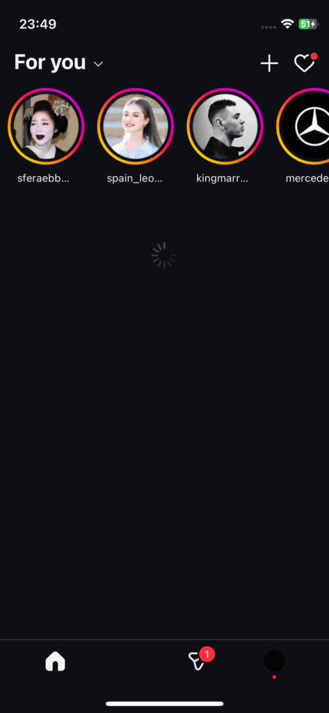 A screenshot of instagram on ios without reels